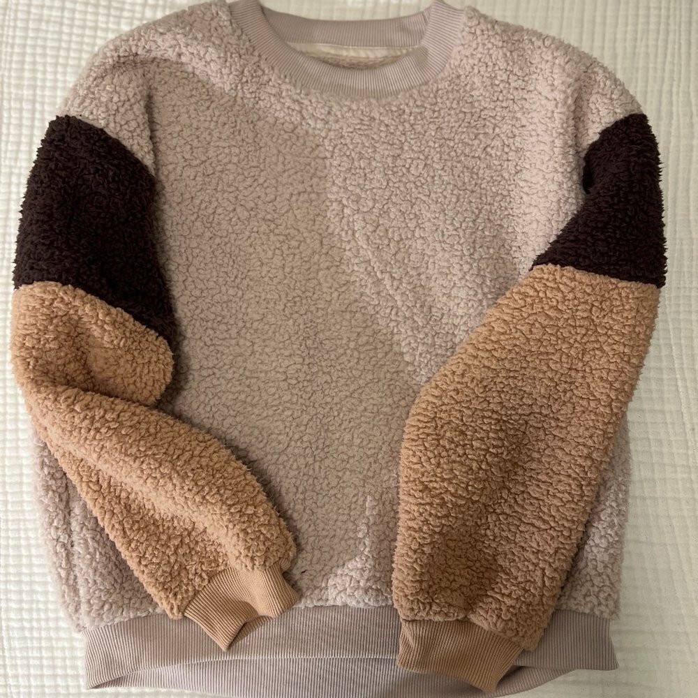 American Eagle Fuzzy Colorblock Sweater
